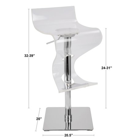 Lumisource Viva Adjustable Swivel Barstool in Clear Acrylic BS-VIVA ACR C